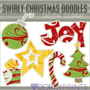 Christmas Clipart Christmas Doodles -Personal and Limited Commercial Use- Instant Download