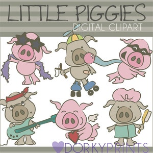 Pigs Clipart Funny Pig Clipart -Personal and Limited Commercial Use- diva pig, rockstar pig, valentine pig, bathing pig, flying pig