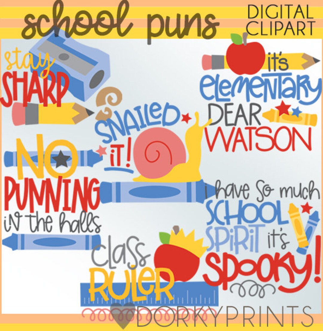 School Puns Clipart personal and Limited Commercial Use Fun for