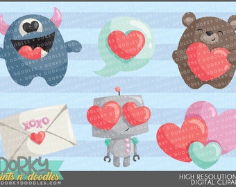 Cute Valentine Clipart -Personal and Limited Commercial Use- Cute and Fun Valentine's Day Cards Clip Art