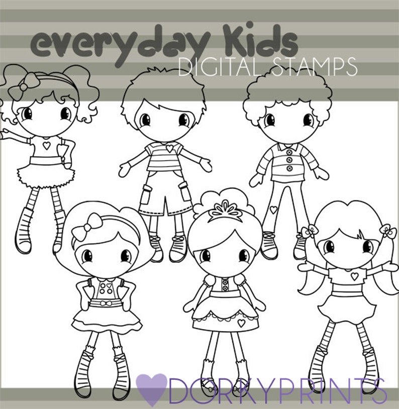 Personal And Limited Commercial Cute Kids Clipart Set Cute Boy And Girl Black Line Art Collage Sheets Craft Supplies Tools Delage Com Br