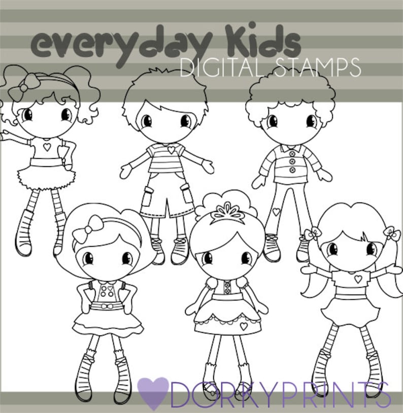 Personal And Limited Commercial Cute Kids Clipart Set Cute Boy And Girl Black Line Art Collage Sheets Craft Supplies Tools Delage Com Br