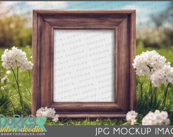 Spring Frame Mockup for Crafters - Framed Art in Natural Scene for Creating Mockup Images