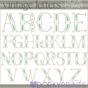 Vintage Alphabet Clipart -Uso commerciale personale e limitato- lettere retrò Clipart