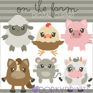 Farm Animals Clipart -Personal and Limited Commercial Use- pig, cow, horse, sheep, chicken, farm clip art