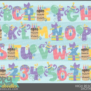 Cute Birthday Alphabet Clipart -Personal and Limited Commercial Use- Party Font Clip Art