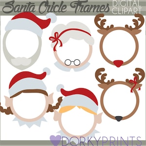 Christmas Clipart Santa and Elf Frames -Personal and Limited Commercial Use- Christmas Santa, Mrs Claus, Reindeer Clip art