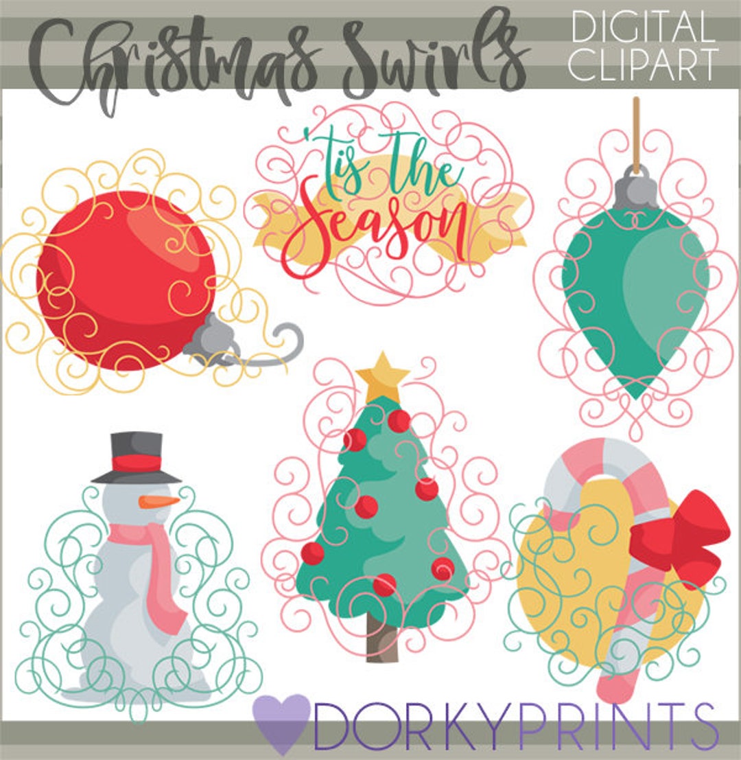 Christmas Swirls Clipart personal and Limited Commercial Use - Etsy