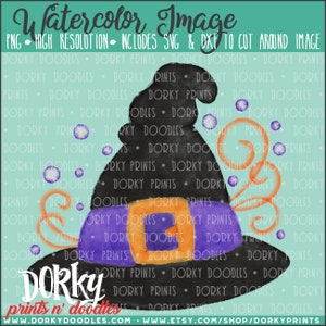 Cappello da strega Halloween - Streghe in stile acquerello - Grafica carina di Halloween, download digitale per sublimazione, artigianato, adesivi e decorazioni
