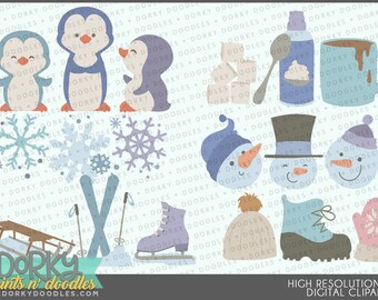 Winter Trios Clipart - Personal and Limited Commercial Use - Süße Winter Clipart