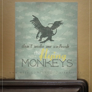Flying Monkeys 8x10&quot; Printable PDF - Halloween Decoration- Instant Download - Funny Printable