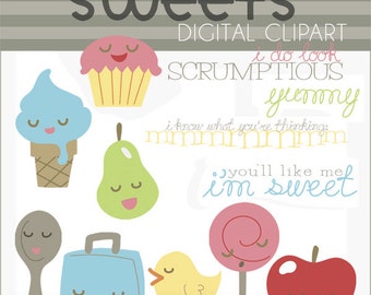 Food Clipart -Personal and Limited Commercial Use- Instant Download - Kawaii Food Clip art