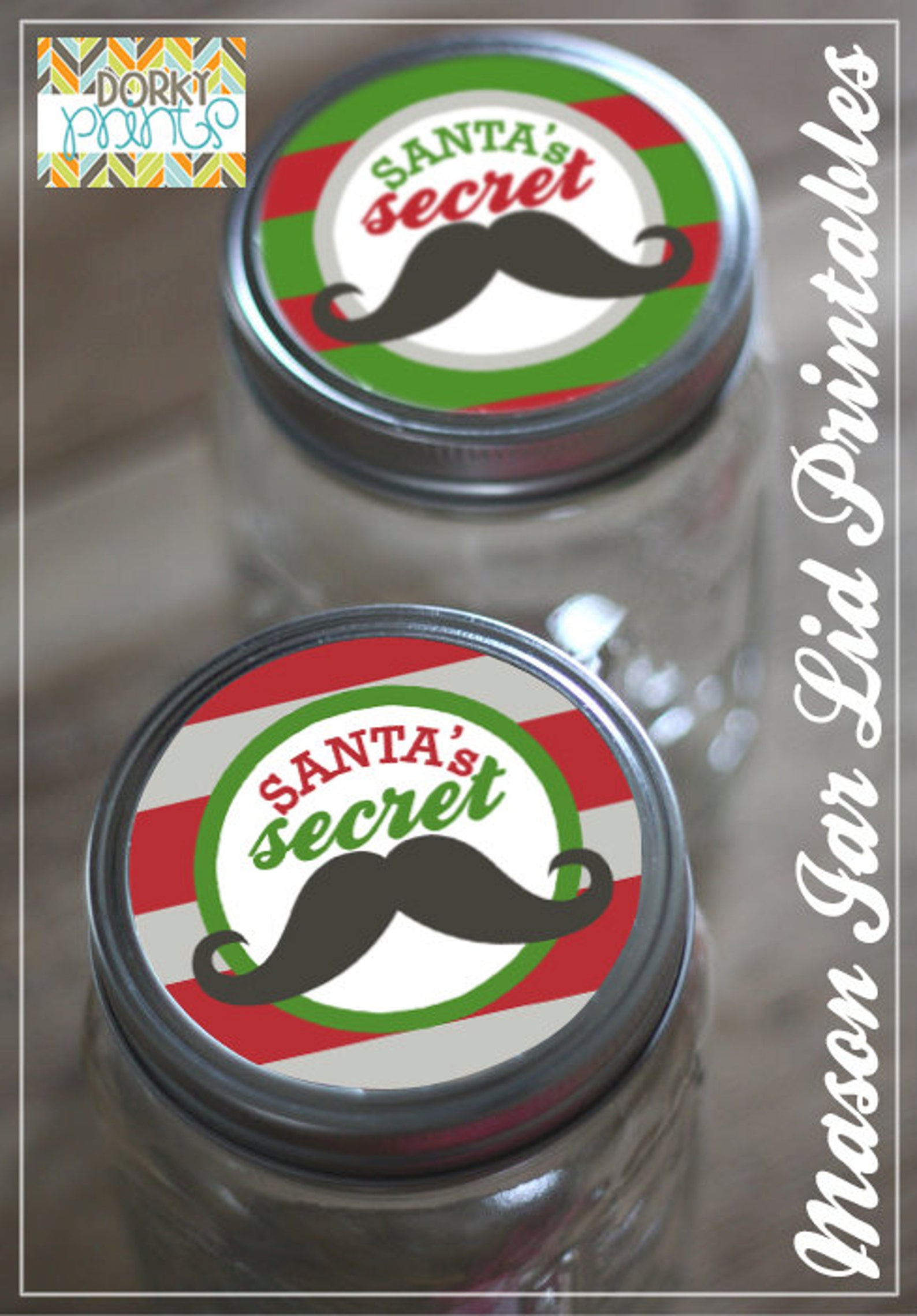 Christmas Printable Mason Jar Lid Labels PDF Santa's | Etsy