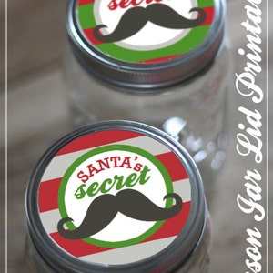 Christmas Printable Mason Jar Lid Labels PDF - Santa's Secret Stache ...