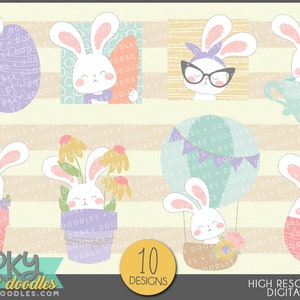 Easter Bunny Clipart -Personal and Limited Commercial Use- Cute Bunnies Sublimation Designs