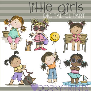 Little Girls Clipart -Personal and Limited Commercial - Funny Kid Clipart, girl clipart, cute kids clip art