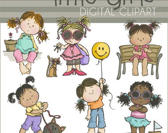 Little Girls Clipart -Personal and Limited Commercial - Funny Kid Clipart, girl clipart, cute kids clip art