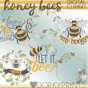 Honey Bees Clipart -- honeybee wordart