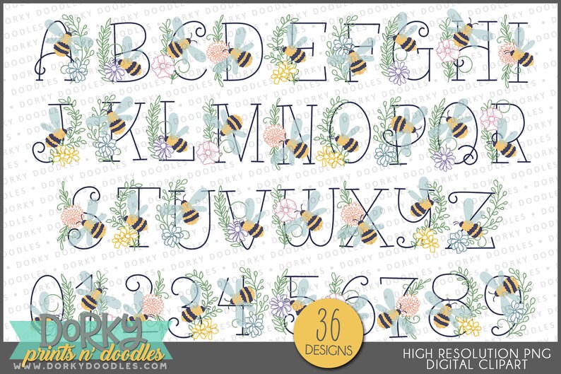 Honey Bee Alphabet Clipart -personal and Limited Commercial Use- Pretty ...