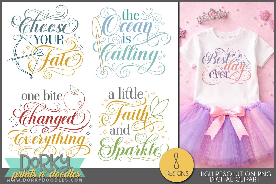 Sentiment Princess Princess Word Art PNG Bundle | Fairy Tale Quotes Clipart | Cute Girl ...