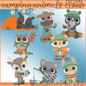 Camping Animals Clipart -Personal and Limited Commercial Use- Outdoorsy Animals Clip Art