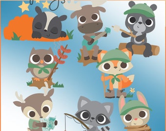 Camping dieren clipart-persoonlijke en beperkte commercieel gebruik-outdoorsy dieren glinsterende Clip Art