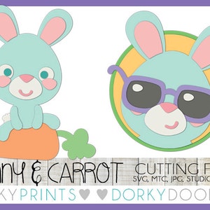 Easter Cuttable Files, Bunny Sunglasses and Bunny Carrot -For Cutting Machines - svg, mtc, jpg, studio 3, and dxf files, Easter Bunny SVG
