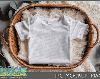 Baby Shirt Mockup for Crafters - White Onesie for Creating Mockup Images