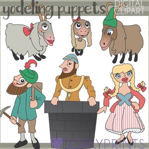 Yodeling Puppet Clipart -Personal and Limited Commercial- Goat, Girl, Prince, Hiker Puppet Clip art