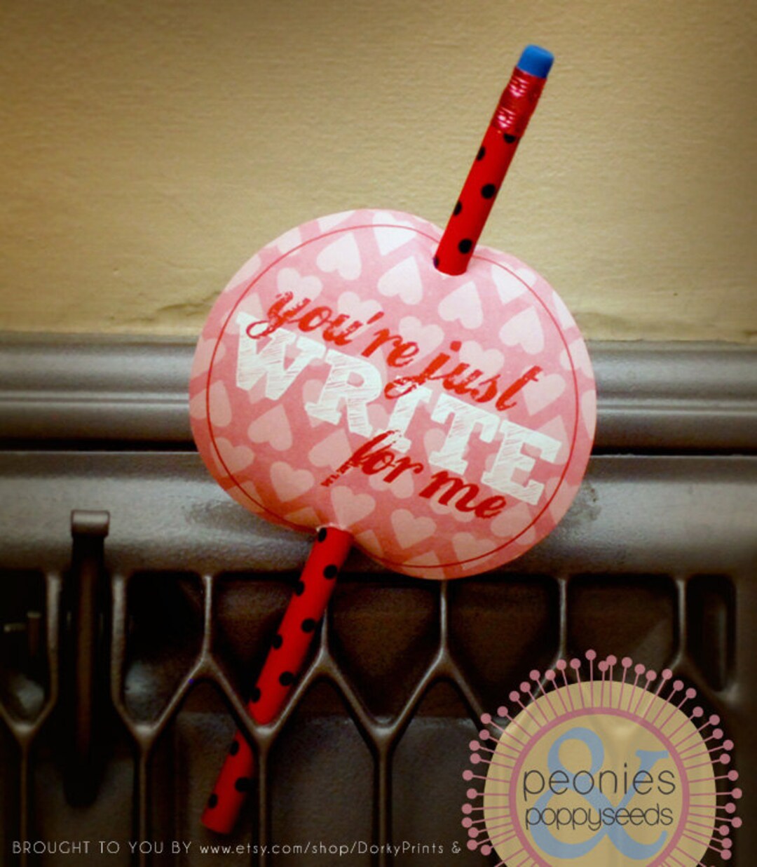 Valentine Printable PDF Printable Party Supplies Pencil Valentines ...