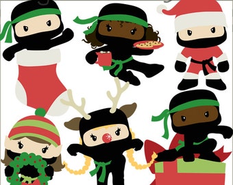 Ninja Christmas Clipart -Personal and Limited Commercial- Holiday Ninjas Clip art