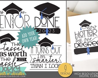 Graduation Clipart - Customize with Year and Name - PNG Files for Stickers, Sublimation, Cards, Cookies, Etc.