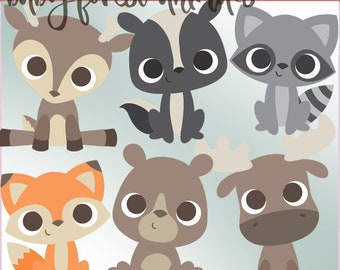 Baby Woodland Animals PNG Clipart -Personal and Limited Commercial Use- Cute Print and Cut Baby Forest Animal for Printing and Other Crafts