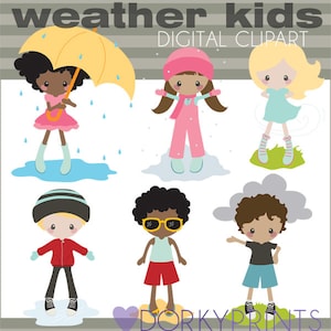 Weather Clipart -Personal and Limited Commercial- Children in Weather Clip art, Classroom Clipart