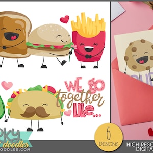 Valentine's Day Food Pairs Clip Art -Personal and Limited Commercial Use- Cute Food Pairs Clipart