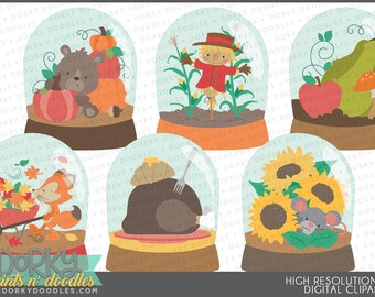 Fall Snowglobe Clipart Set for Sublimation, Sticker Design, Sugar Cookies, Classroom Projects, Craft, Party Decor, Digital Download