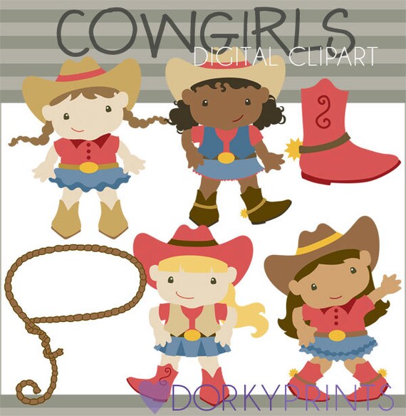 Cowgirl Clipart personal and Limited Commercial Cow Girls, Boots, Lasso,  Red and Blue Cowgirl Clipart -  Canada