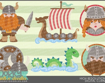 Uroczy wikingowie Clipart - Osobiste i ograniczone wykorzystanie komercyjne - Zabawny wiking clipart