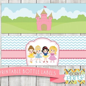 Princess Birthday Party Printable Bottle Labels PDF Printable Party ...