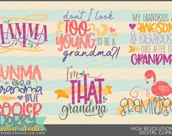 Grappige Oma Wordart Clipart -Persoonlijk en Beperkt Commercieel Gebruik- Leuke Oma Illustraties