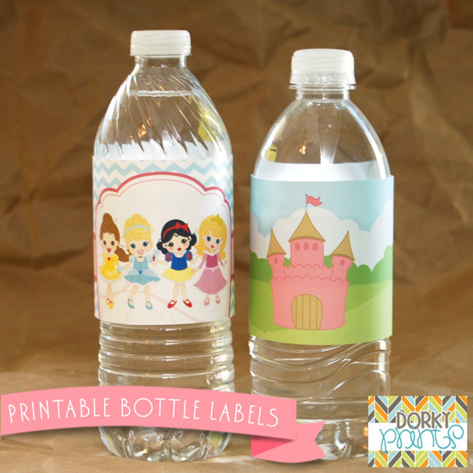 Princess Birthday Party Printable Bottle Labels PDF | Etsy
