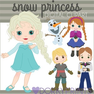 Snow Princess Clipart Set -Personal and Limited Commercial- Princess Snowman Clip art