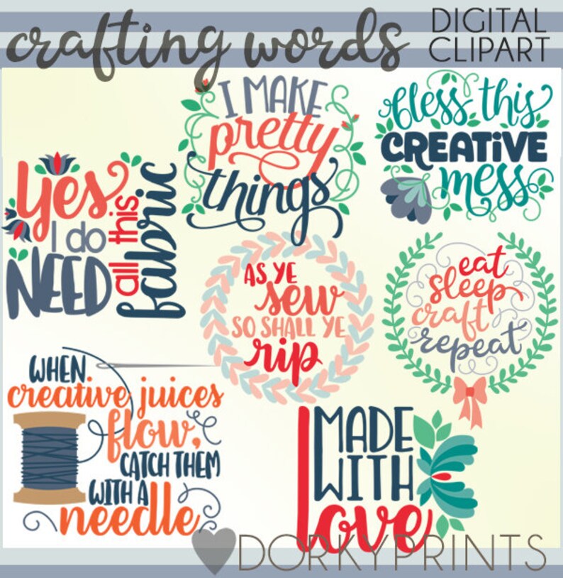 Crafting Words Clipart Set -personal and Limited Commercial- Word Clip ...