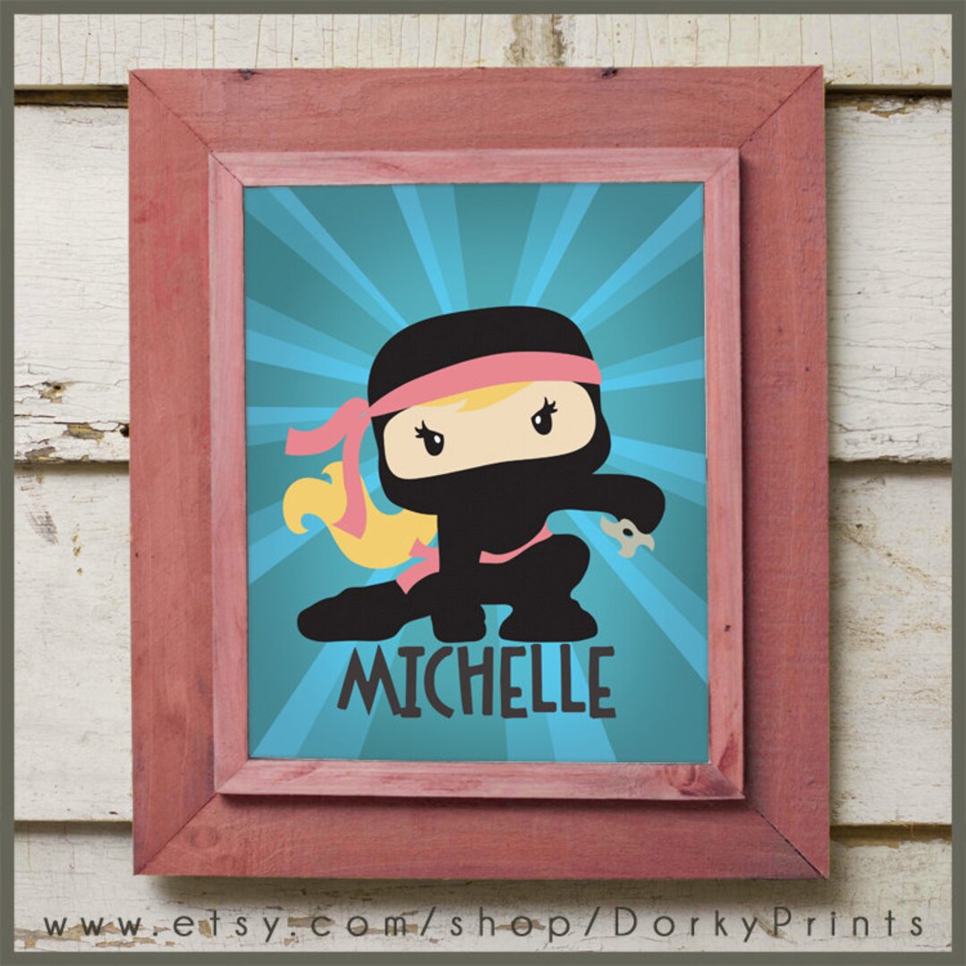 Personalized Ninja Printable Decor - Girl Ninja With Custom Name PDF ...