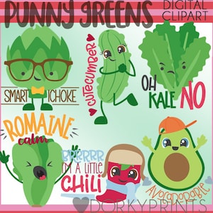 Food Puns Clipart -Personal and Limited Commercial Use- Funny Food Pun Kawaii Clip Art