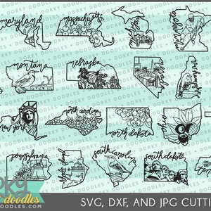 US States SVG and DXF Bundle Craft Files -For Use with Cricut or Silhouette, Paper or Vinyl
