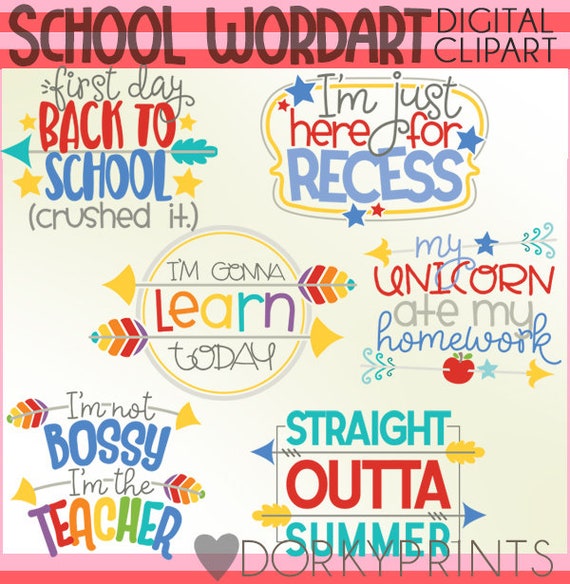 School Wordart Clipart personal and Limited Commercial Use - Etsy