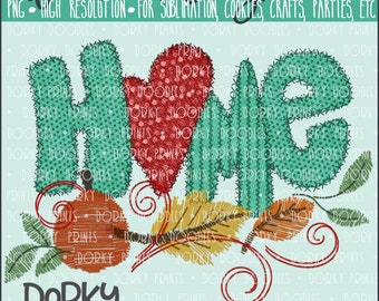 Fall "Home" Watercolor PNG Artwork - Digital File - for heat press, planners, cookies, and crafts