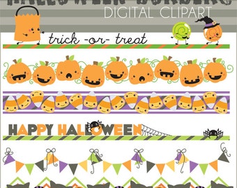 Halloween Borders Clipart Set for Sublimation, Sticker Design, Sugar Cookies, Classroom Projects, Craft, Party Decor, Digital Download