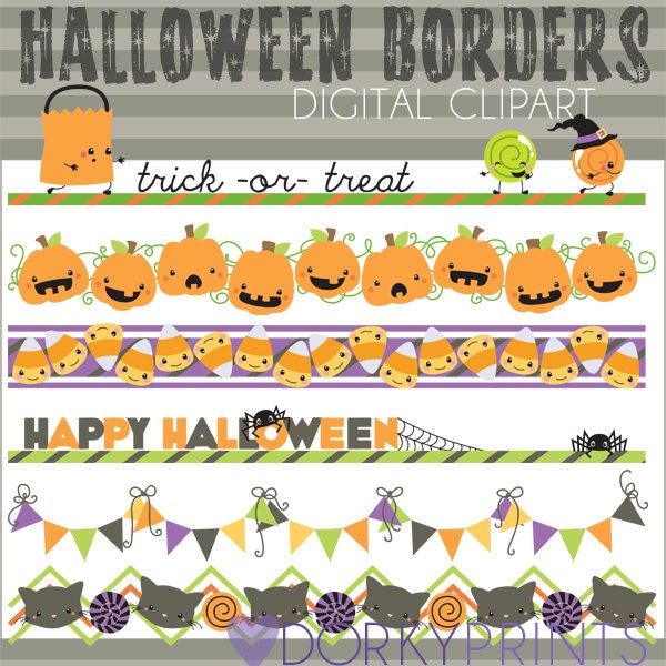 Halloween Borders Clipart Set for Sublimation, Sticker Design, Sugar Cookies, Classroom Projects, Craft, Party Decor, Digital Download